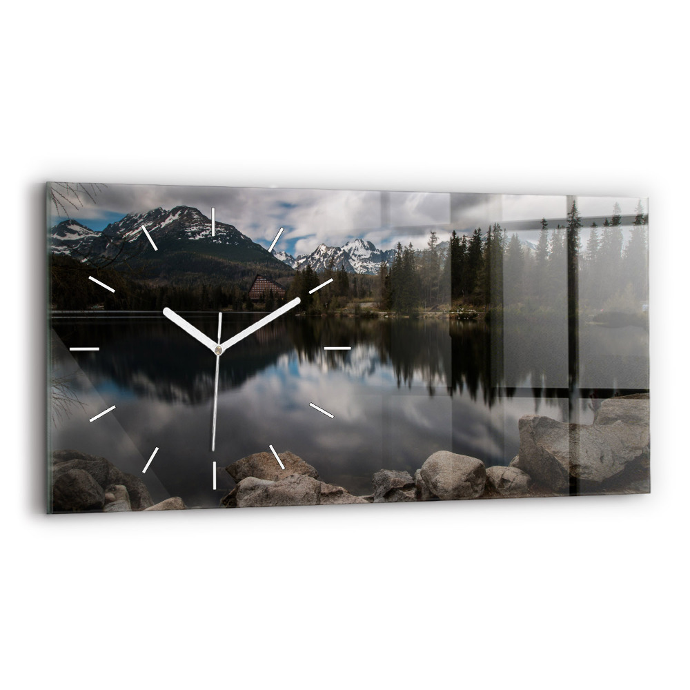 Horizontální skleněné hodiny nástěnné Vysoké Tatry na Slovensku