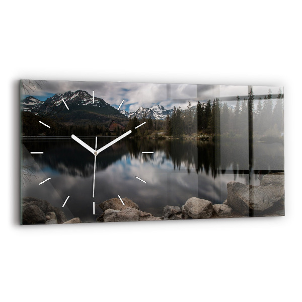 Horizontální skleněné hodiny nástěnné Vysoké Tatry na Slovensku