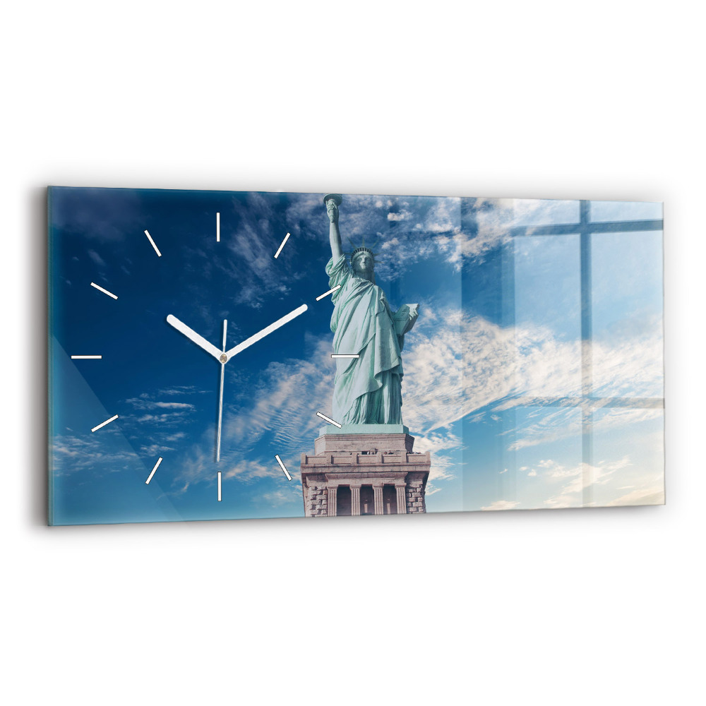 Horizontální skleněné hodiny nástěnné Socha Svobody New York