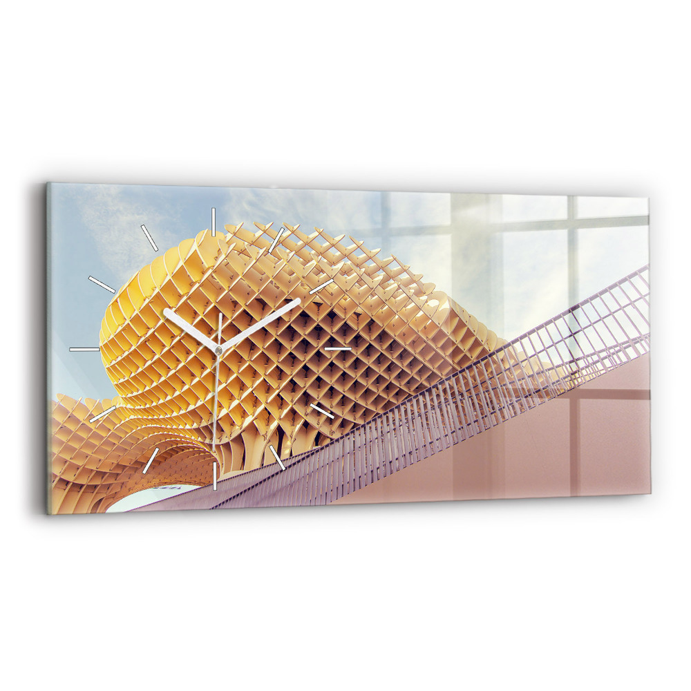 Horizontální skleněné hodiny nástěnné Vyhlídka v Seville