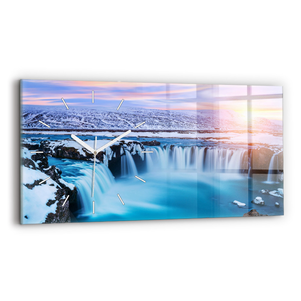 Horizontální nástěnné hodiny Vodopád Godafoss Island