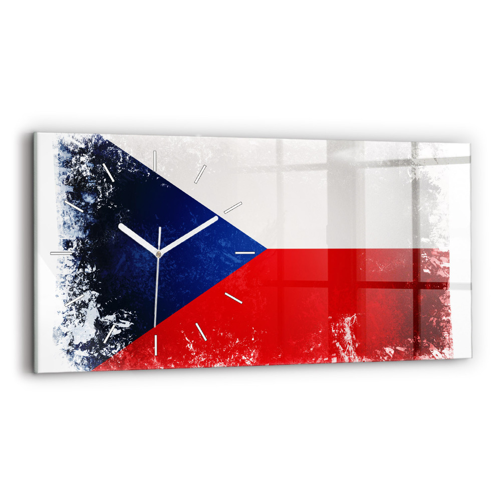 Horizontální nástěnné hodiny Vlajka České republiky