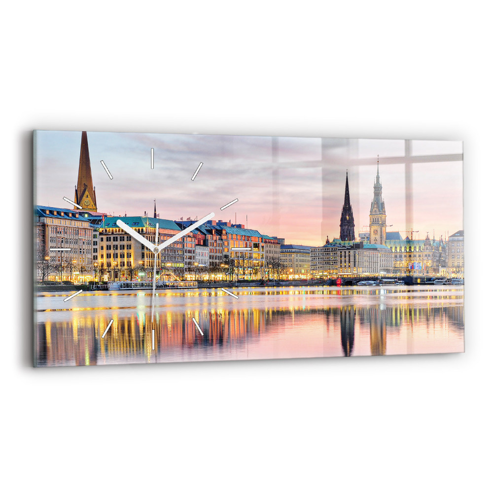 Horizontální nástěnné hodiny Alster v Hamburku