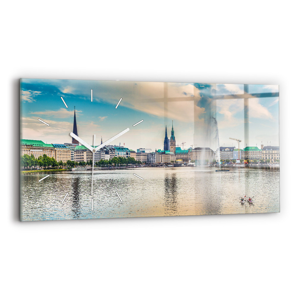 Horizontální nástěnné hodiny Binnenalster v Hamburku