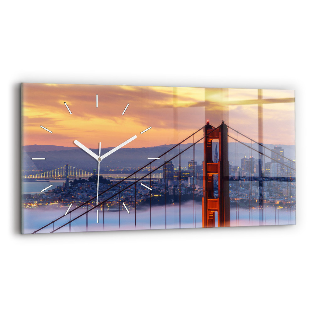 Horizontální nástěnné hodiny Sanfranciský most