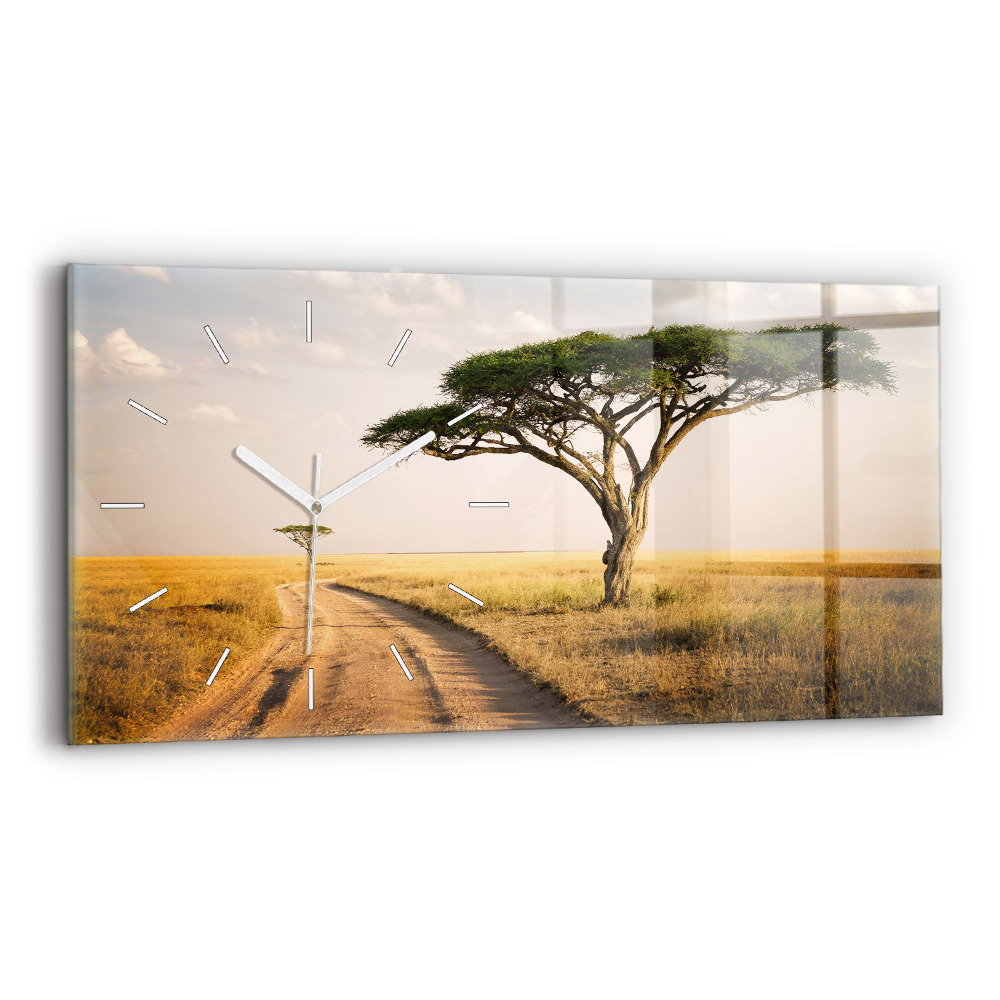 Horizontální nástěnné hodiny Africká krajina