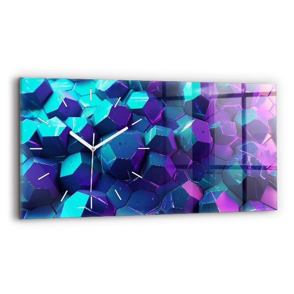 Horizontální skleněné hodiny nástěnné Geometrické tvary