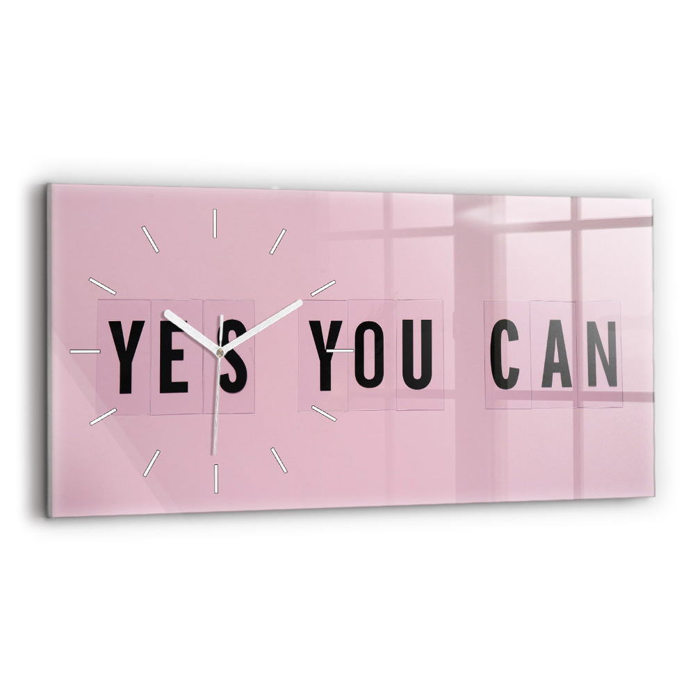Horizontální skleněné hodiny nástěnné Yes You Can