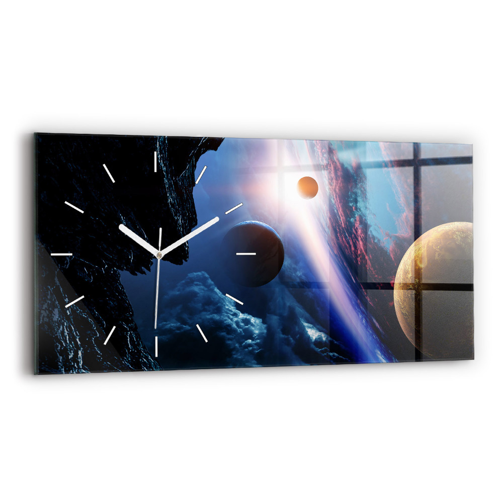 Horizontální skleněné hodiny nástěnné Velká galaxie