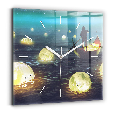 Hodiny na skle čtvercové Abstrakce