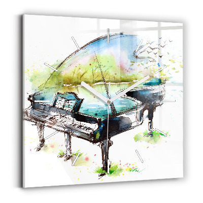 Skleněné nástěnné hodiny čtvercové Ilustrace 4 ročních období