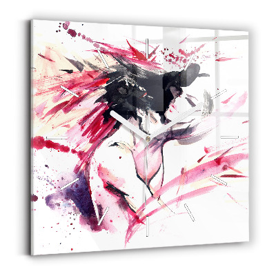 Skleněné nástěnné hodiny čtvercové Abstraktní milenci