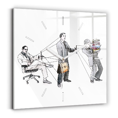 Skleněné nástěnné hodiny čtvercové Marionety lidí