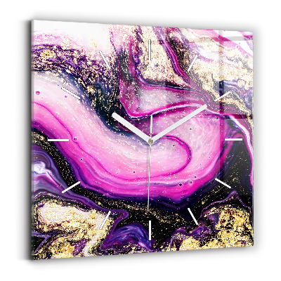 Skleněné hodiny s fotkou čtvercové Abstraktní mramor