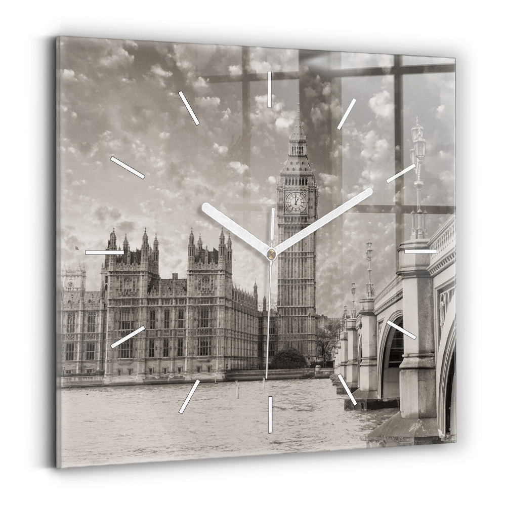 Skleněné nástěnné hodiny čtvercové Londýn Anglie Big Ben