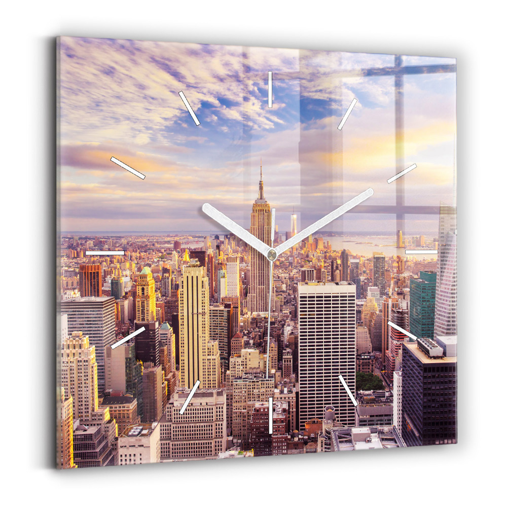 Hodiny na skle čtvercové Západ slunce New York