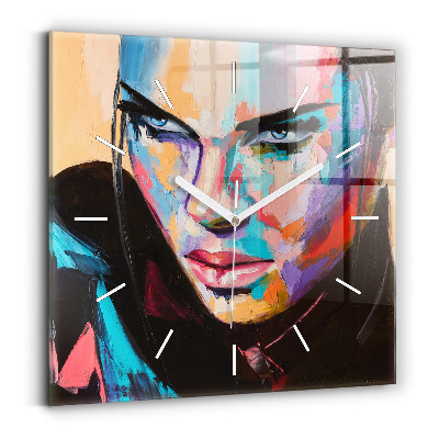 Hodiny na skle čtvercové Portrét ženy