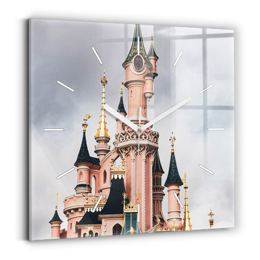Skleněné hodiny s fotkou čtvercové Zámek Disneyland v Paříži