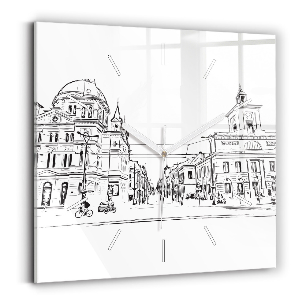 Hodiny na skle čtvercové Ilustrace města Poznaně