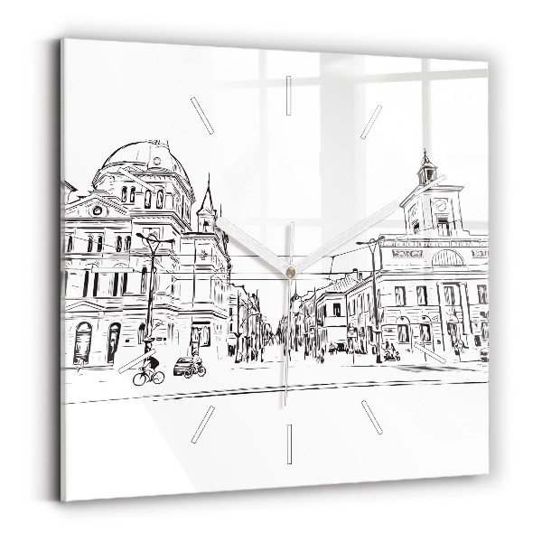 Hodiny na skle čtvercové Ilustrace města Poznaně