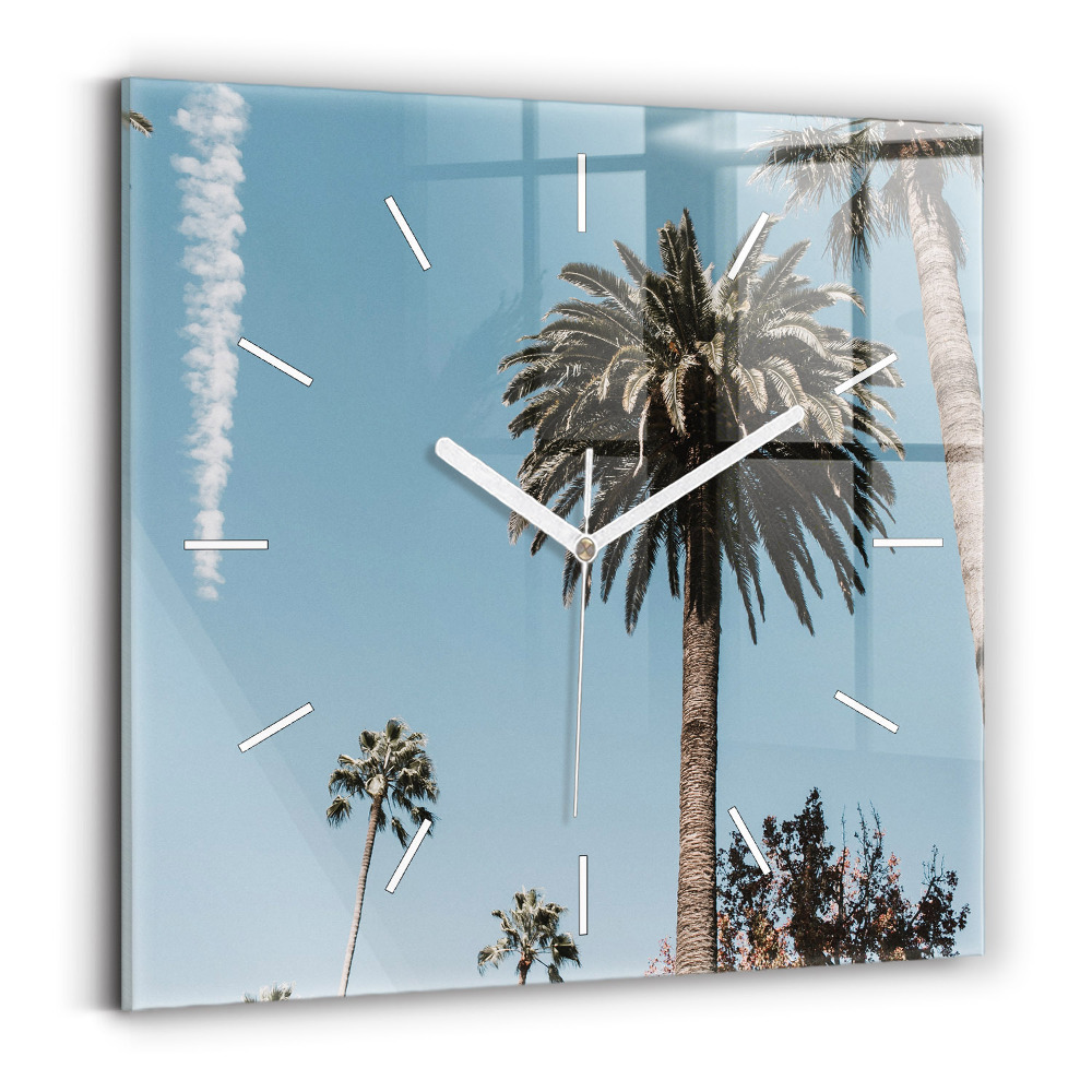 Skleněné hodiny s fotkou čtvercové Palmy v Los Angeles