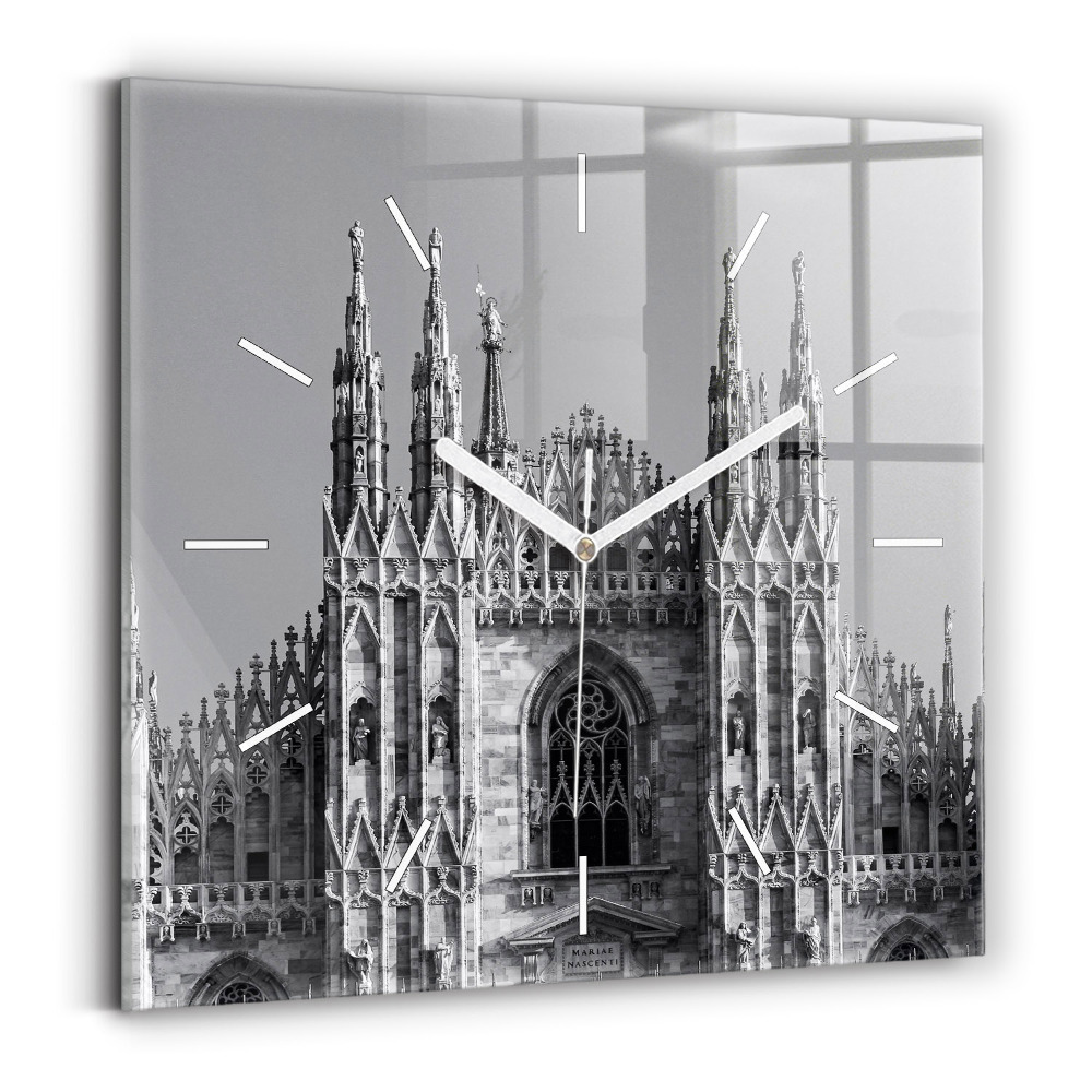 Skleněné hodiny s fotkou čtvercové Katedrála Duomo Di Milano