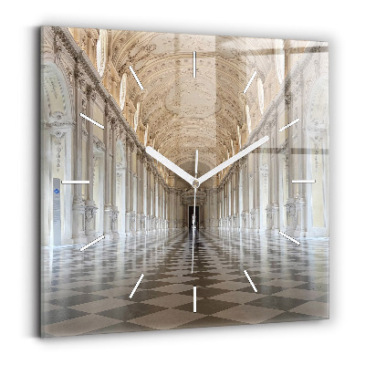 Skleněné hodiny s fotkou čtvercové Muzeum La Veneria Reale