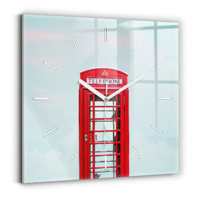 Skleněné hodiny s fotkou čtvercové Telefonní budka