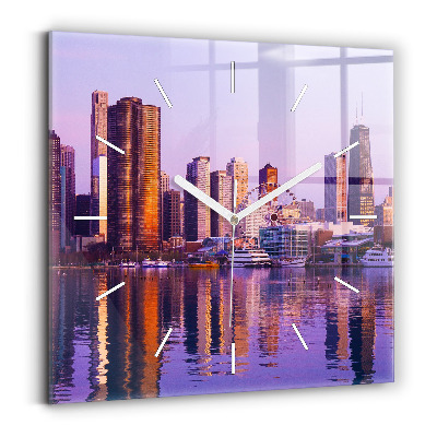 Skleněné hodiny s fotkou čtvercové Pohled na mrakodrapy v USA