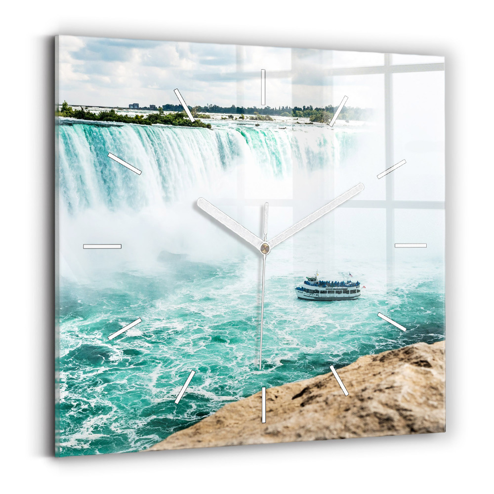 Skleněné hodiny s fotkou čtvercové Loď a Niagara