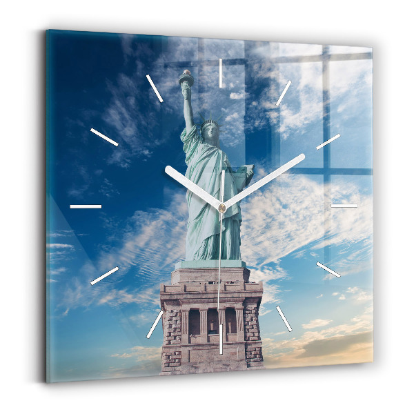 Skleněné hodiny s fotkou čtvercové Socha Svobody New York