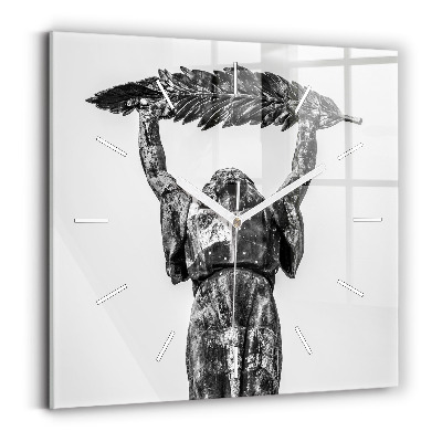 Skleněné hodiny s fotkou čtvercové Socha Svobody v Budapešti