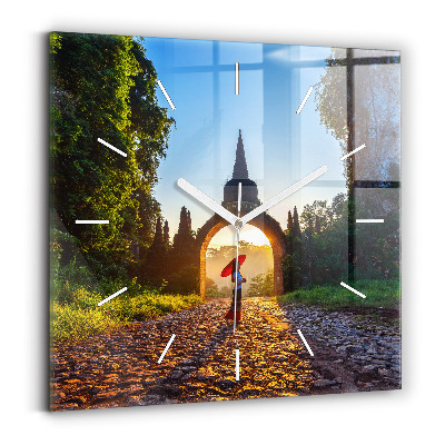 Skleněné nástěnné hodiny čtvercové Park Surat Thani v Thajsku