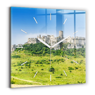 Hodiny na skle čtvercové Spišský hrad na Slovensku