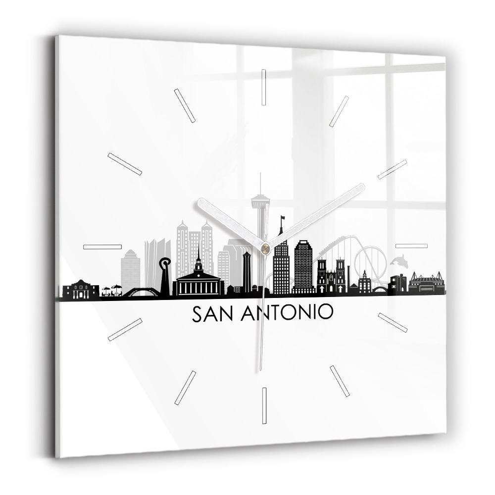 Hodiny na skle čtvercové Město San Antonio Texas