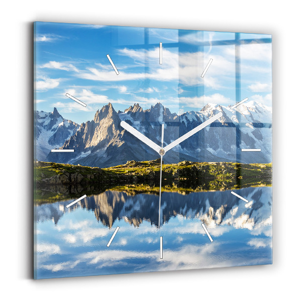 Hodiny na skle čtvercové Údolí Chamonix, francouzské Alpy