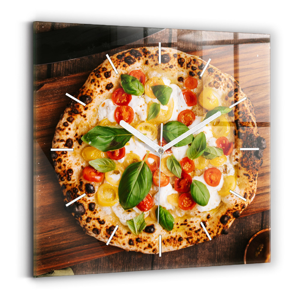 Skleněné hodiny s fotkou čtvercové Italská pizza