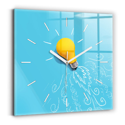 Skleněné hodiny s fotkou čtvercové Kresba žárovky