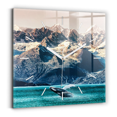 Hodiny na skle čtvercové Velrybí voda