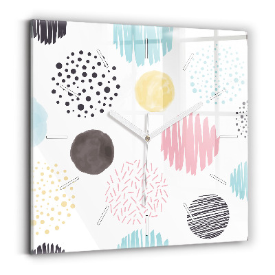 Hodiny na skle čtvercové Geometrický vzor