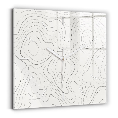 Hodiny na skle čtvercové Skvrny abstraktní