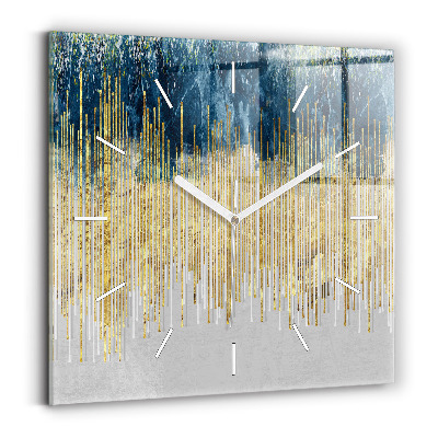 Hodiny na skle čtvercové Dekorativní vzor a zlato