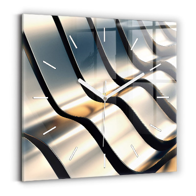 Skleněné hodiny s fotkou čtvercové Stříbrný vzor