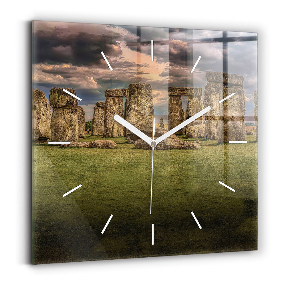 Skleněné hodiny s fotkou čtvercové Stonehenge Nimbostratus