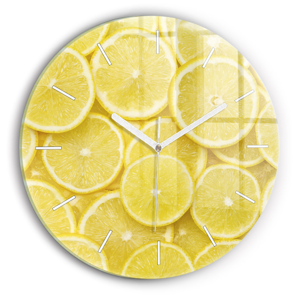 Skleněné hodiny kulaté Plátky citronu