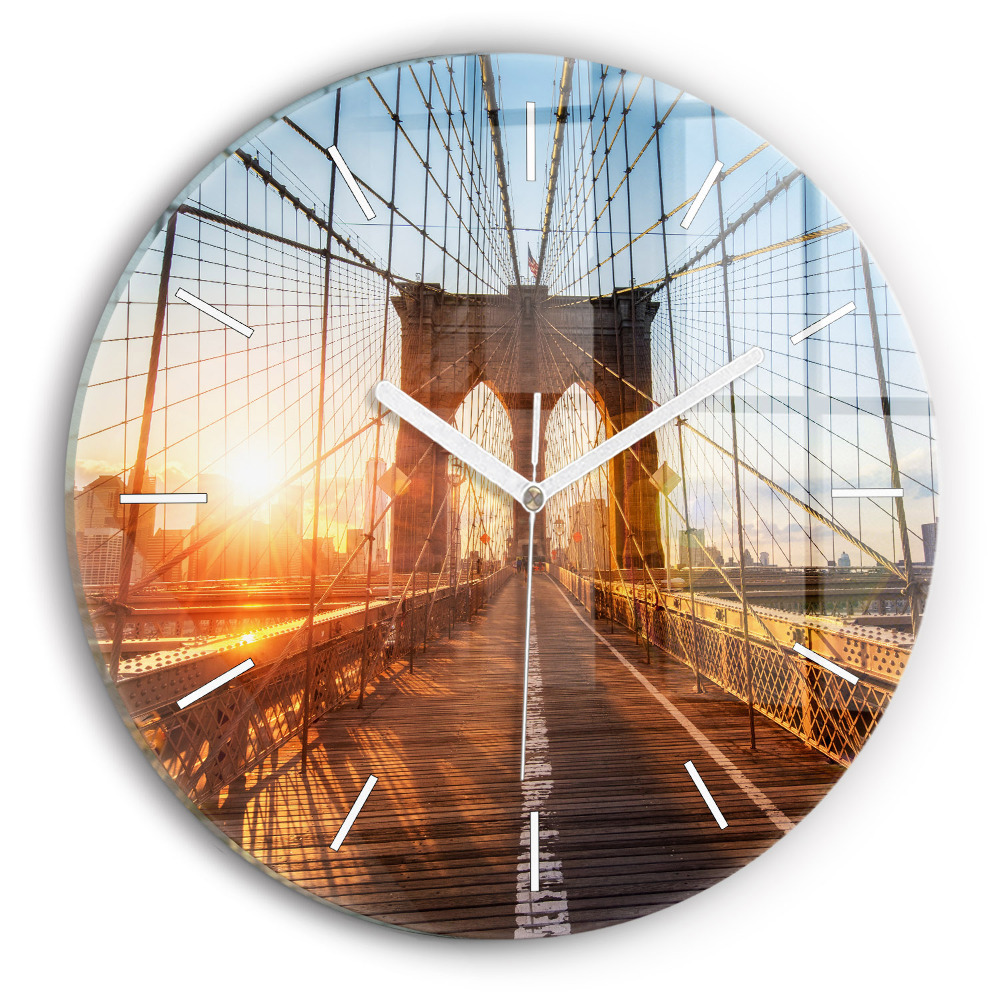 Kulaté nástěnné hodiny Brooklynský most v New Yorku