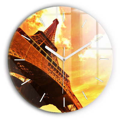 Kulaté nástěnné hodiny Eiffelova věž v Paříži