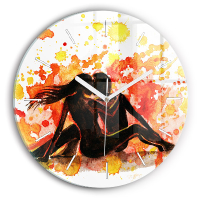 Kulaté nástěnné hodiny Láska a zamilovaný pár