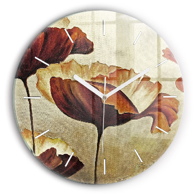 Kulaté nástěnné hodiny Malované máky