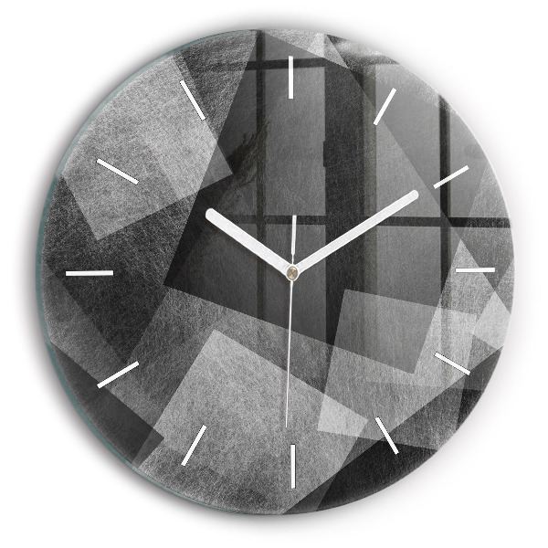 Skleněné hodiny kulaté Geometrická abstrakce